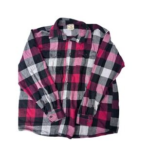 Redhead Brand Co Womens XL Red Black Buffalo Plaid Flannel Button Down Shirt